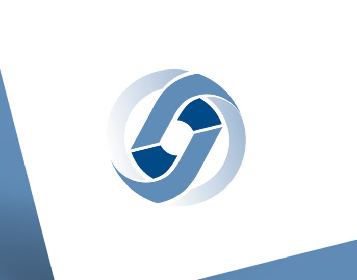 Разработан логотип в стиле геометрической абстракции в оттенках синего цвета