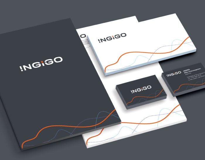 Разработка айдентики (папка, бланк, конвер и визитка) для компании INGIGO